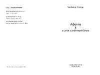 Adorno e a Arte Contemporânea