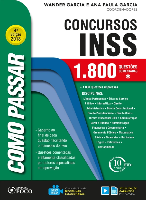 Como Passar em Concursos do INSS: 4ª Edição com 1800 Questões Comentadas