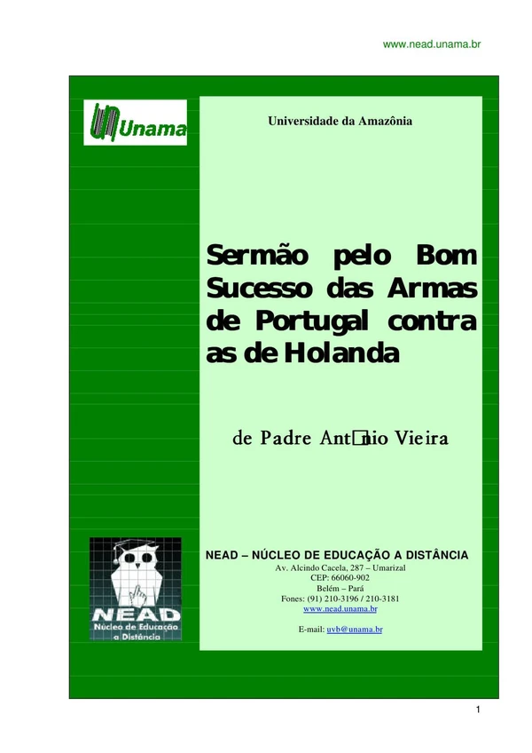 Sermão pelo Bom Sucesso das Armas de Portugal contra as de Holanda